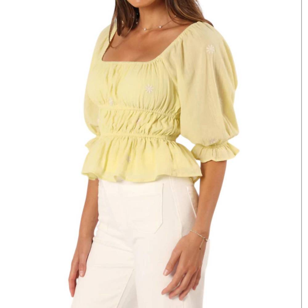 NEW BY TOGETHER rachel floral embroidered blouse in lime - Picture 4 of 5